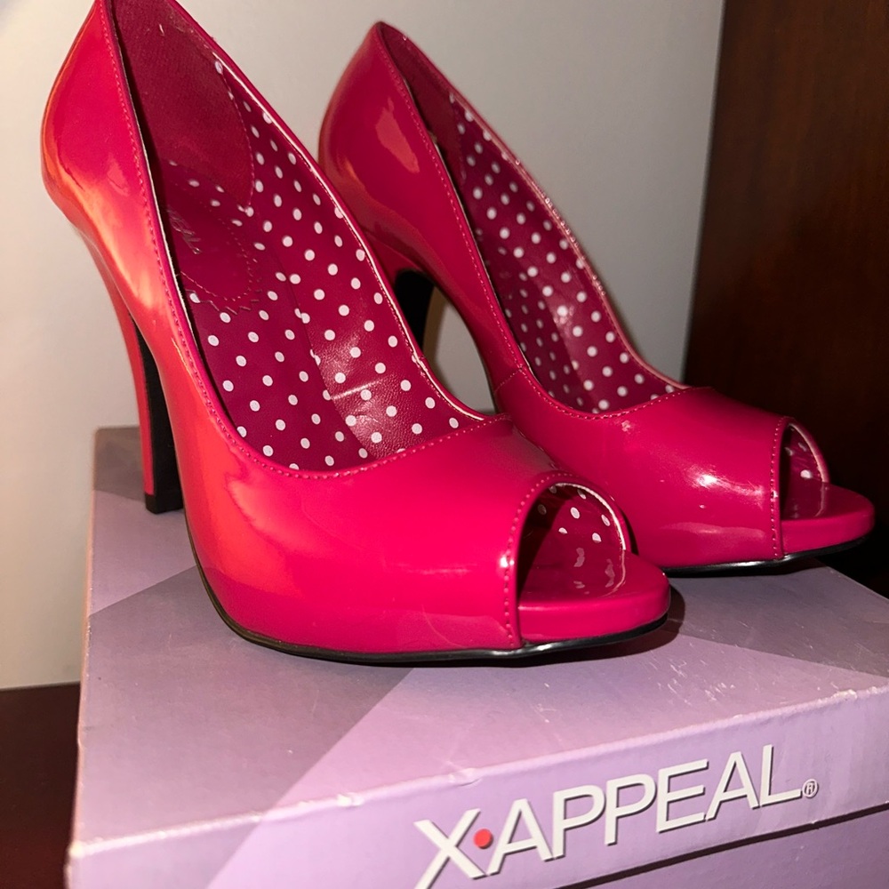 X Appeal Pink Peep Toe Heels